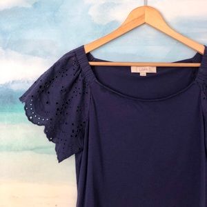 Reserved! Loft Eyelet Tee Off Shoulder